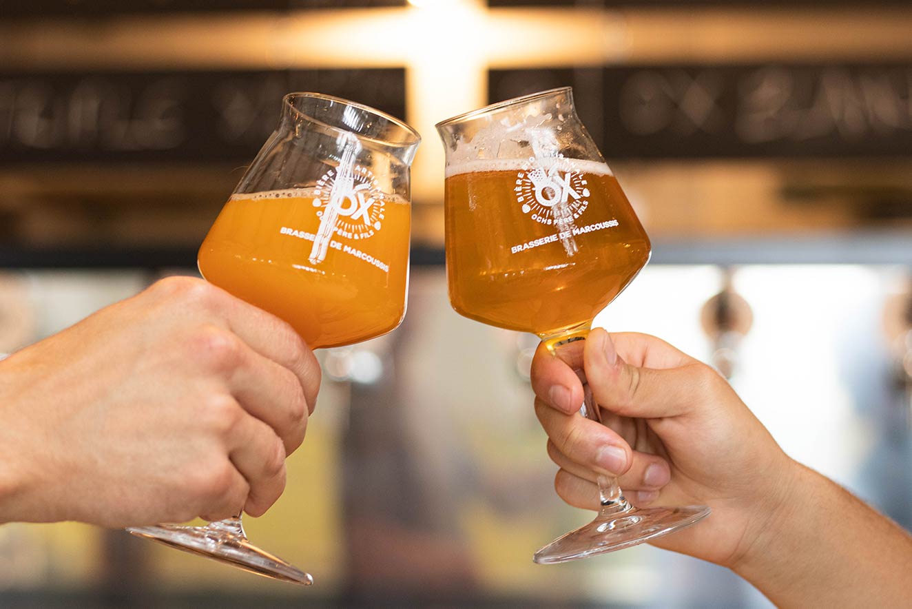 Photo des verres et bières de la Brasserie OX